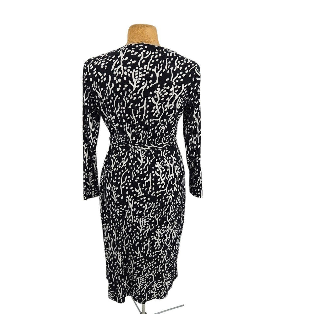 Diane Von Furstenberg Wrap Dress XL Black White Abstract Long Sleeve DVF Target - Picture 4 of 10